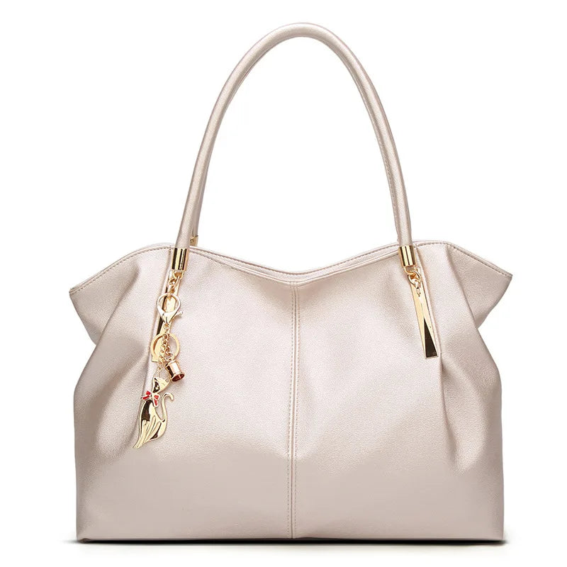 Structured Top-Handle Tote Bag - Women's PU Leather Shoulder Handbag Handbags The