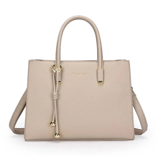 Large-Capacity Triple-Compartment Tote - Women's Synthetic Leather Shoulder & Crossbody Bag Handbags The