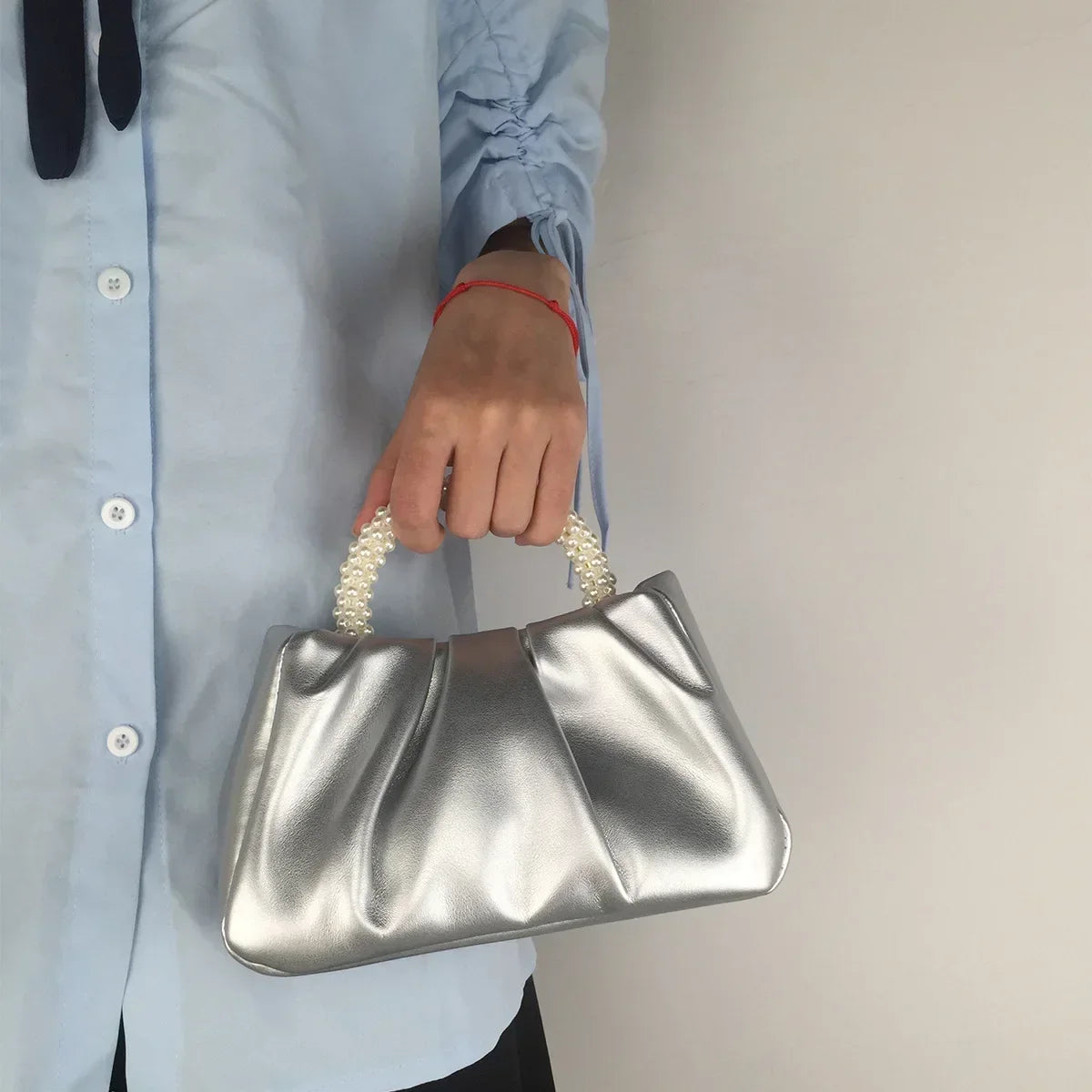 Pearl Handle Dinner Clutch Bag - Women's Luxury Shoulder Purse Handbags The