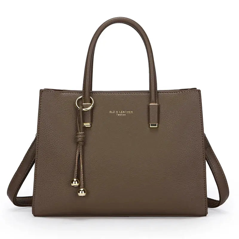 Large-Capacity Triple-Compartment Tote - Women's Synthetic Leather Shoulder & Crossbody Bag Handbags The