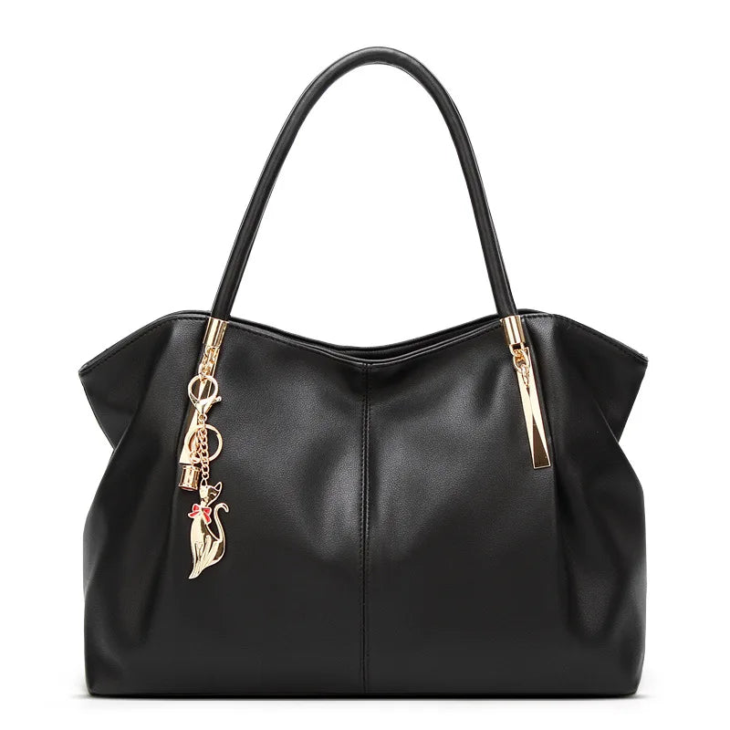 Structured Top-Handle Tote Bag - Women's PU Leather Shoulder Handbag Handbags The