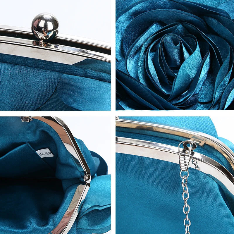 Floral Embroidered Bridal Clutch - Women's Wedding Evening Purse Handbags The