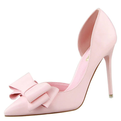 Bow Pointed-Toe 10.5CM Stiletto Pumps - Women's Classic Party Heels Handbags The