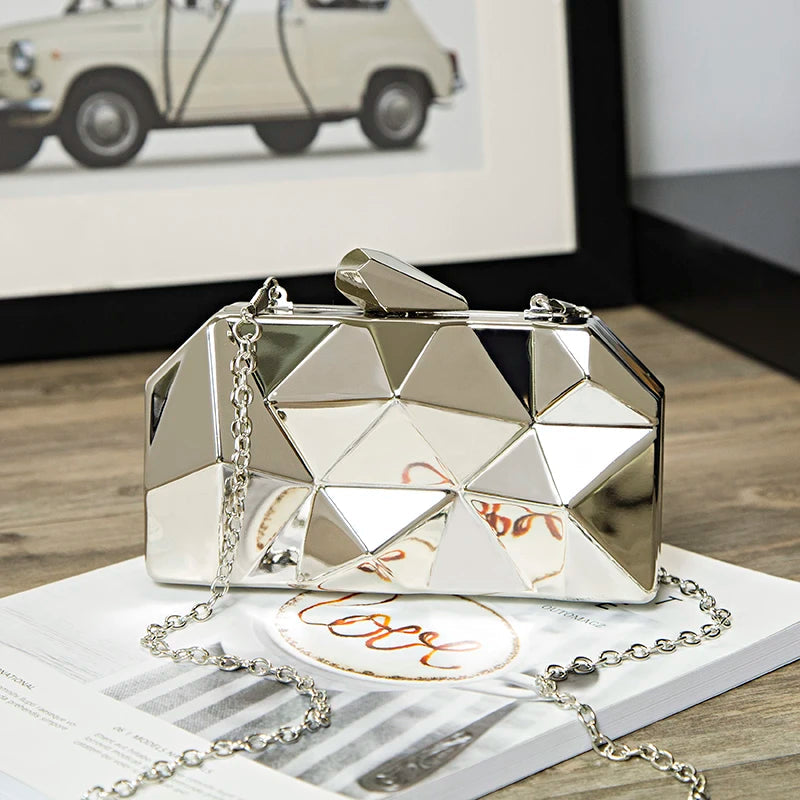 Geometric Acrylic Box Clutch - Women's Party Shoulder Bag for Weddings & Dates Handbags The