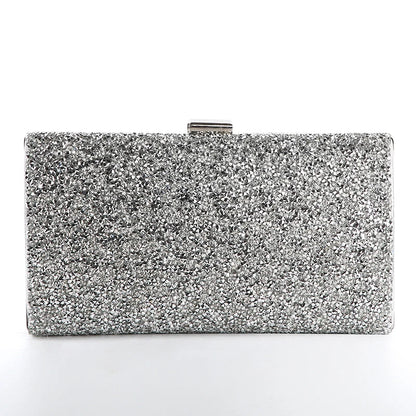 Diamond Sequin Evening Clutch - Women's Two-Chain Wedding Purse Handbags The