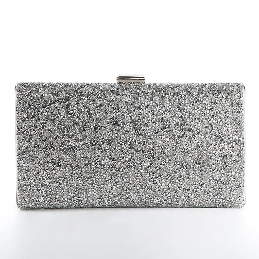 Diamond Sequin Evening Clutch - Women's Two-Chain Wedding Purse Handbags The