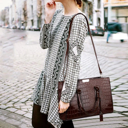 Patent Alligator Satchel - Women's Retro Crossbody Bag for Daily Wear Handbags The