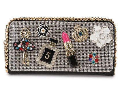 Diamond Accent Long Clutch Wallet - Women's Large Organizer Purse Handbags The