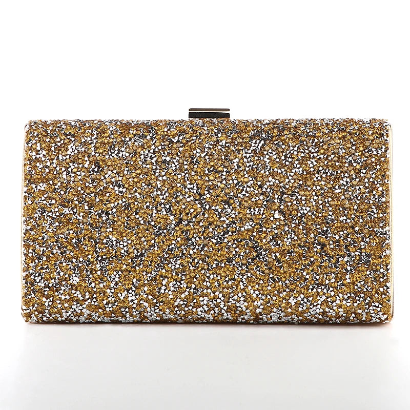Diamond Sequin Evening Clutch - Women's Two-Chain Wedding Purse Handbags The