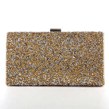 Diamond Sequin Evening Clutch - Women's Two-Chain Wedding Purse Handbags The