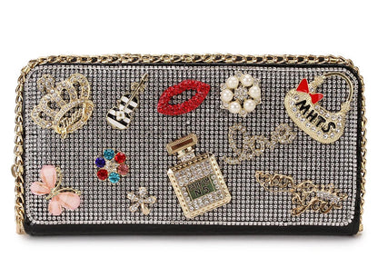 Diamond Accent Long Clutch Wallet - Women's Large Organizer Purse Handbags The