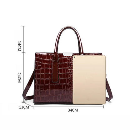 Patent Alligator Satchel - Women's Retro Crossbody Bag for Daily Wear Handbags The