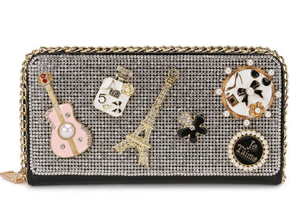 Diamond Accent Long Clutch Wallet - Women's Large Organizer Purse Handbags The