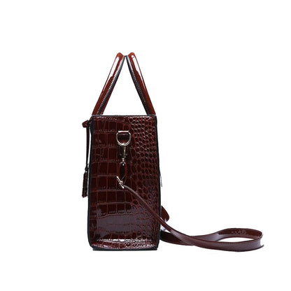 Patent Alligator Satchel - Women's Retro Crossbody Bag for Daily Wear Handbags The