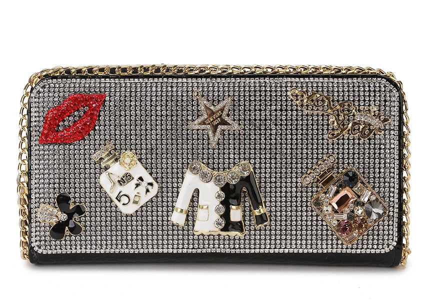 Diamond Accent Long Clutch Wallet - Women's Large Organizer Purse Handbags The