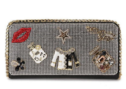 Diamond Accent Long Clutch Wallet - Women's Large Organizer Purse Handbags The