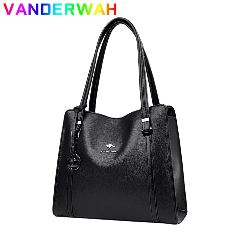 Vintage PU Leather Tote - Women's Large-Capacity Shoulder Bag for Daily Wear Handbags The