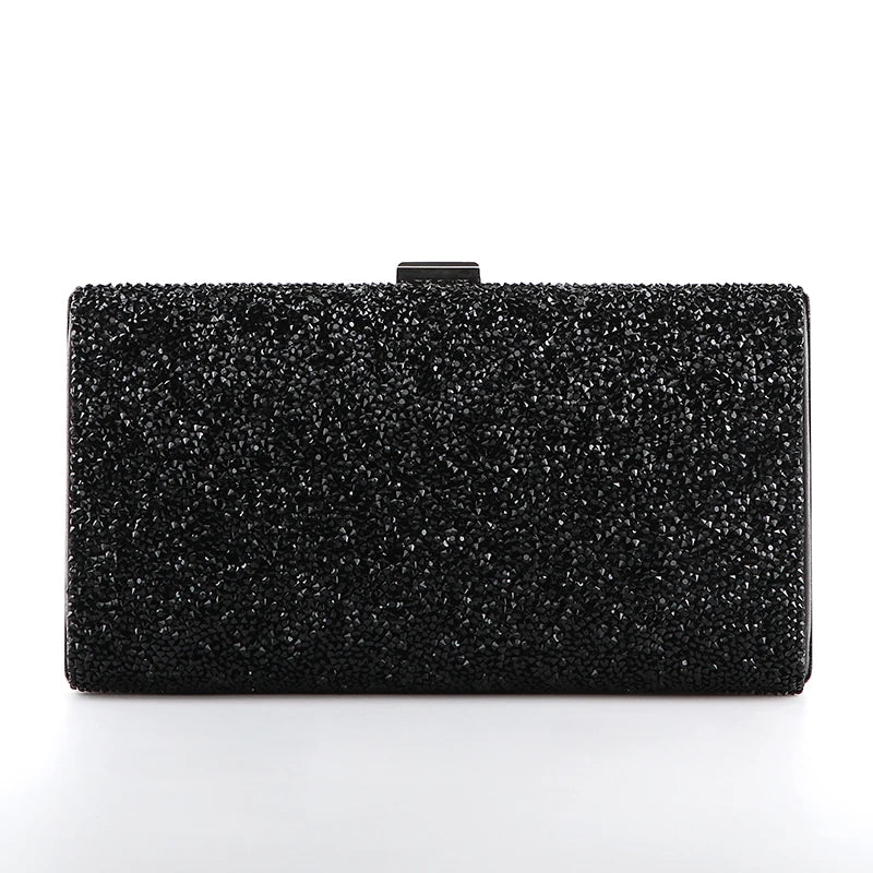 Diamond Sequin Evening Clutch - Women's Two-Chain Wedding Purse Handbags The