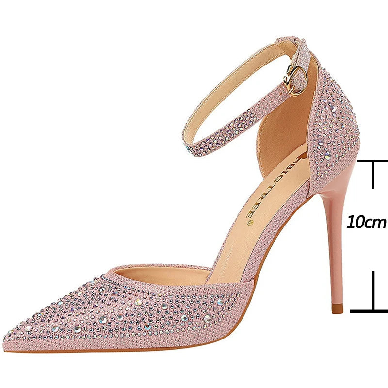 Rhinestone Wedding Heels - Women's 10CM Dress Sandals Handbags The