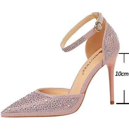 Rhinestone Wedding Heels - Women's 10CM Dress Sandals Handbags The