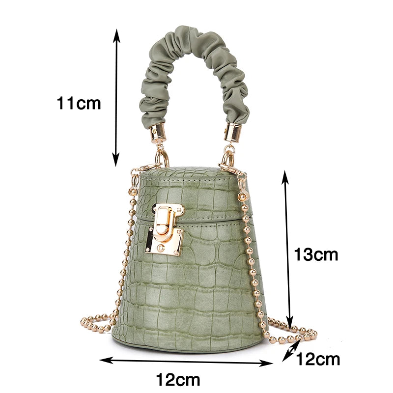 Crocodile Pattern Bucket Bag - Women's Structured Crossbody Purse for Daily Wear Handbags The