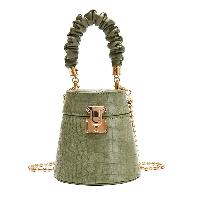 Crocodile Pattern Bucket Bag - Women's Structured Crossbody Purse for Daily Wear Handbags The