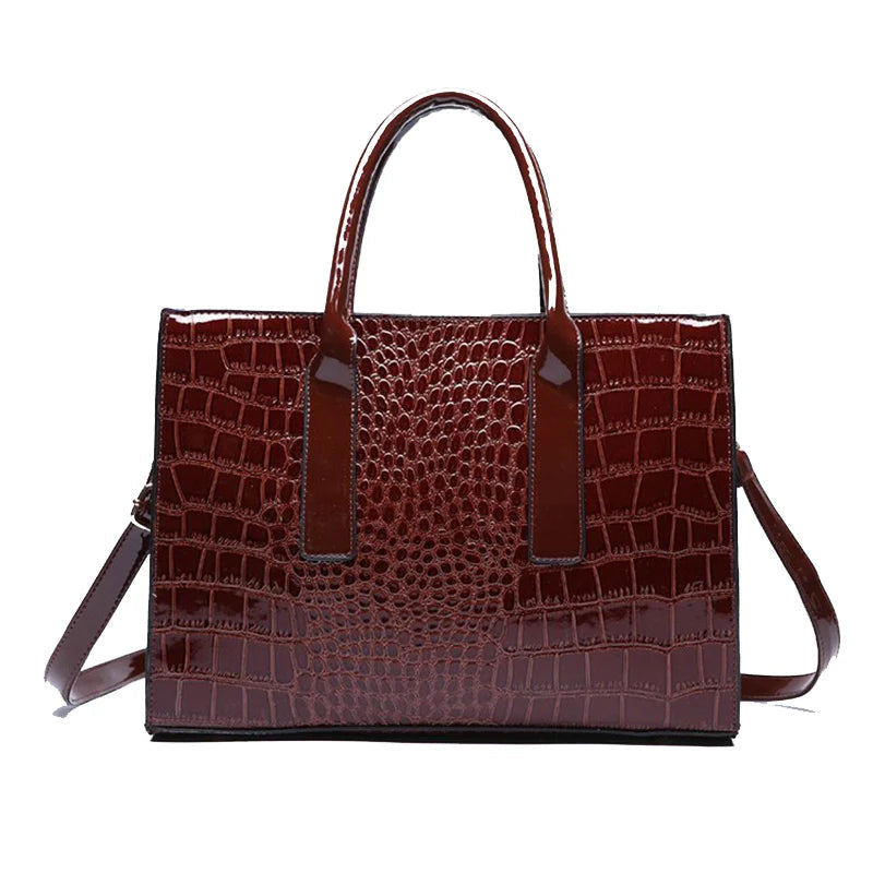 Patent Alligator Satchel - Women's Retro Crossbody Bag for Daily Wear Handbags The