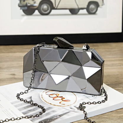 Geometric Acrylic Box Clutch - Women's Party Shoulder Bag for Weddings & Dates Handbags The