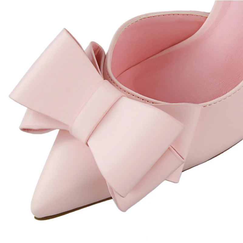 Bow Pointed-Toe 10.5CM Stiletto Pumps - Women's Classic Party Heels Handbags The