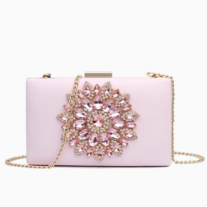 White Crystal Bridal Clutch - Women's Small Crossbody Evening Bag Handbags The