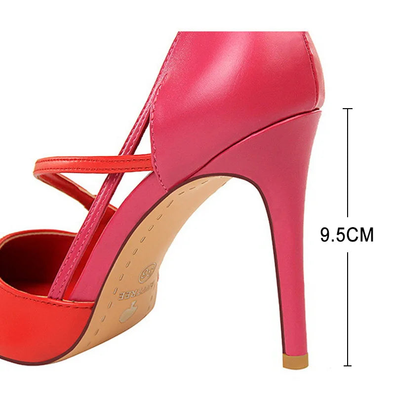 Pointed-Toe 9.5CM Stiletto Pumps - Women's Fashion Dress Heels in black and nude colors.