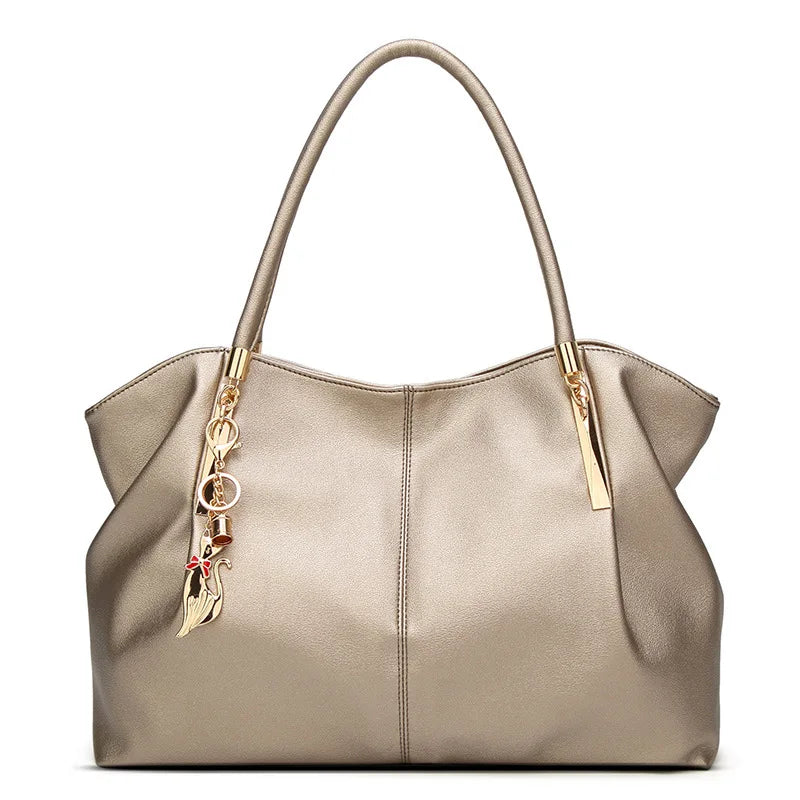 Structured Top-Handle Tote Bag - Women's PU Leather Shoulder Handbag Handbags The