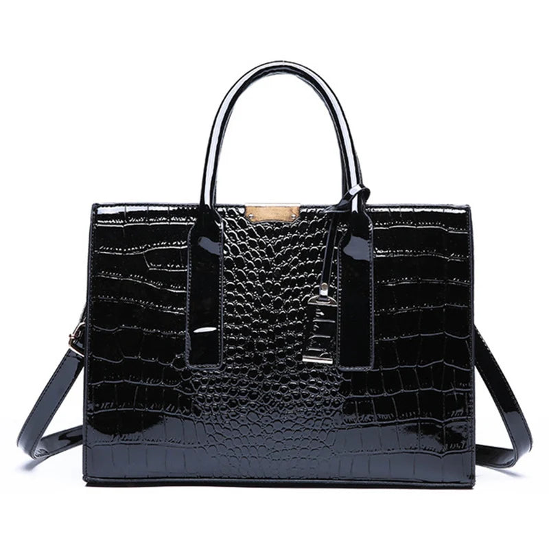 Patent Alligator Satchel - Women's Retro Crossbody Bag for Daily Wear Handbags The
