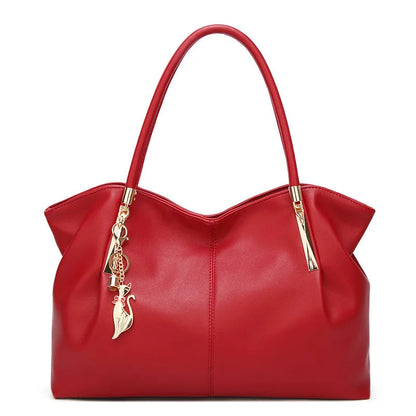 Structured Top-Handle Tote Bag - Women's PU Leather Shoulder Handbag Handbags The