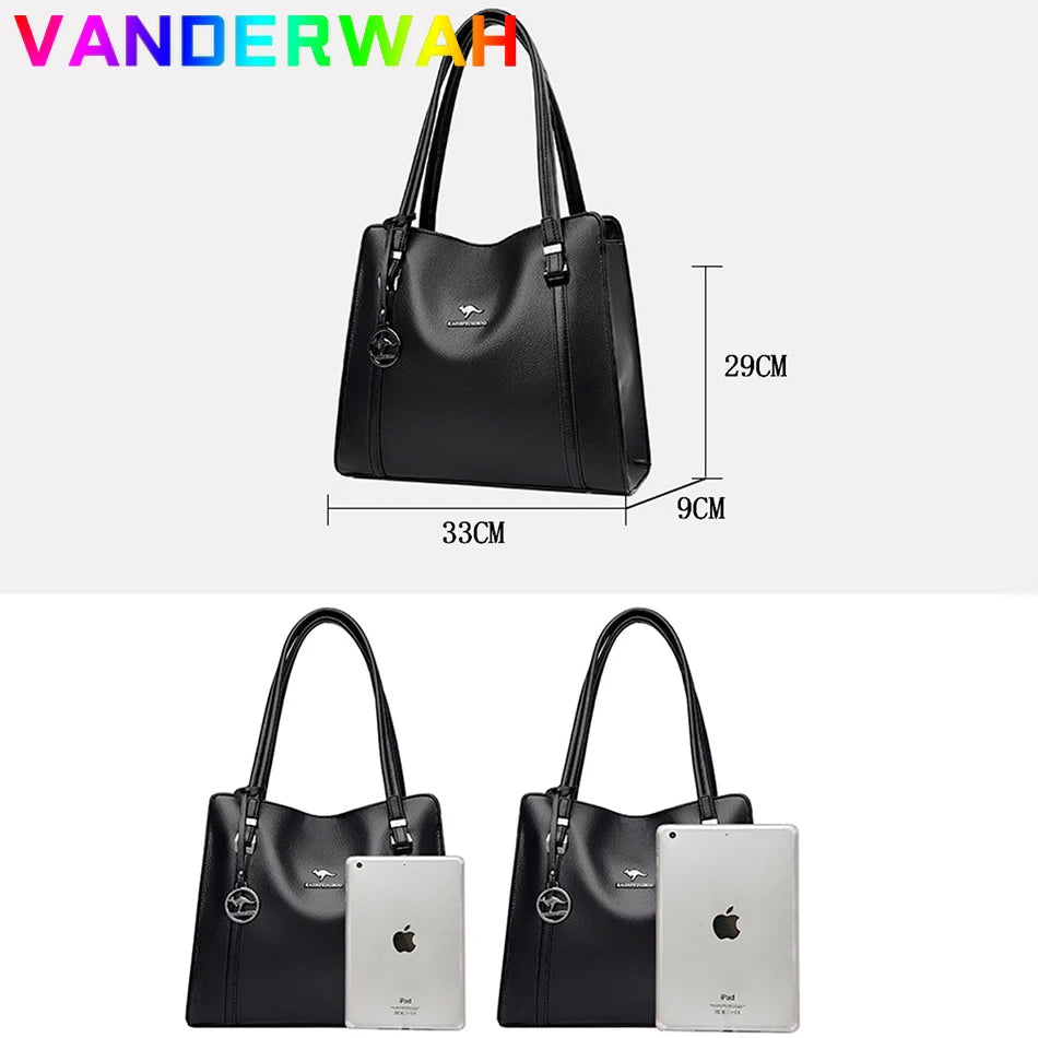 Vintage PU Leather Tote - Women's Large-Capacity Shoulder Bag for Daily Wear Handbags The