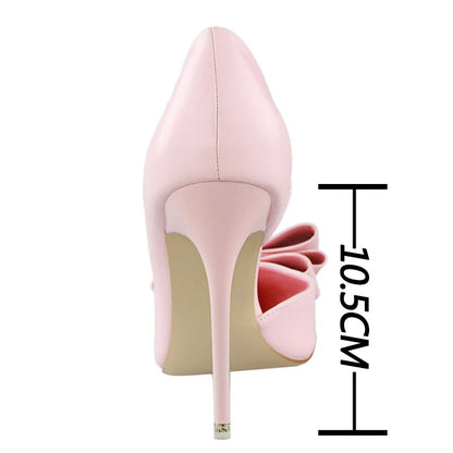 Bow Pointed-Toe 10.5CM Stiletto Pumps - Women's Classic Party Heels Handbags The