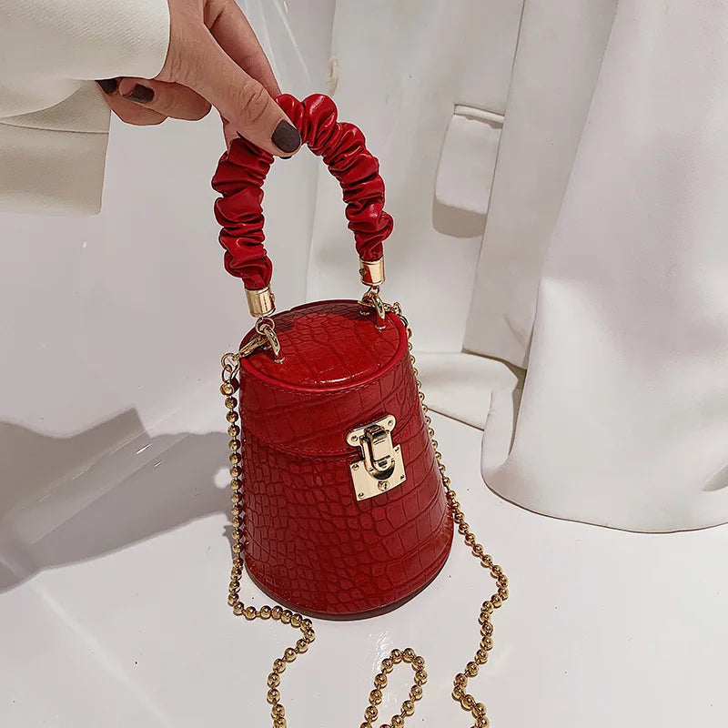 Crocodile Pattern Bucket Bag - Women's Structured Crossbody Purse for Daily Wear Handbags The