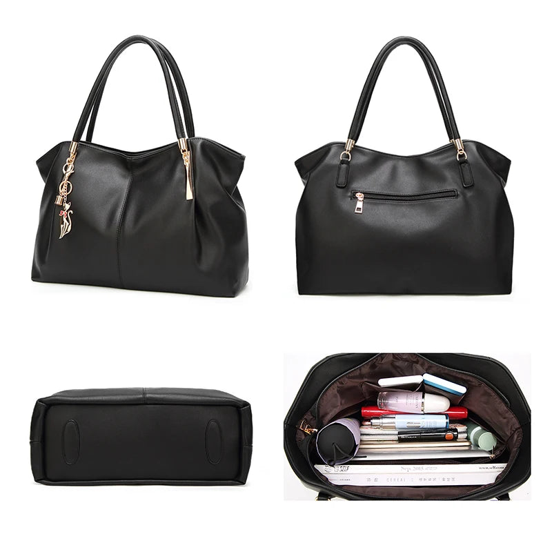 Structured Top-Handle Tote Bag - Women's PU Leather Shoulder Handbag Handbags The