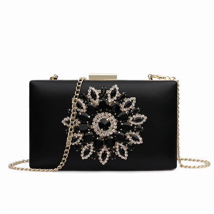 White Crystal Bridal Clutch - Women's Small Crossbody Evening Bag Handbags The