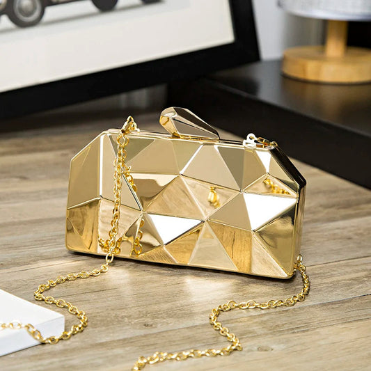 Geometric Acrylic Box Clutch - Women's Party Shoulder Bag for Weddings & Dates Handbags The