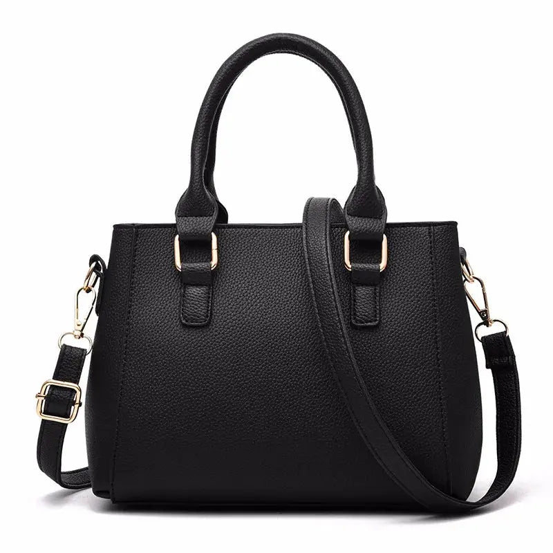 Embroidered Satchel Handbag - Women's PU Leather Messenger Bag with Pom Charm Handbags The