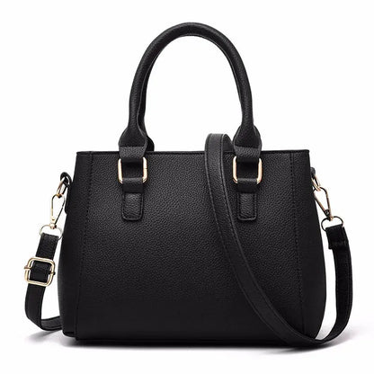 Embroidered Satchel Handbag - Women's PU Leather Messenger Bag with Pom Charm Handbags The