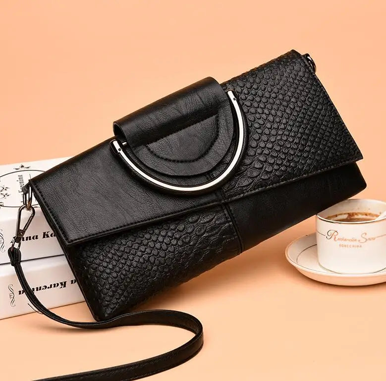 Alligator Pattern Day Clutch - Women's Crossbody Handbag for Daily & Evening Wear Handbags The