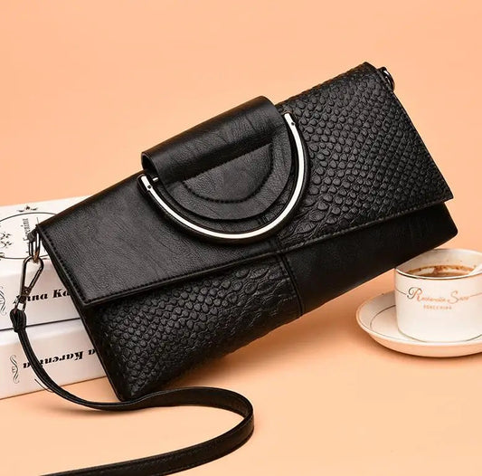 Alligator Pattern Day Clutch - Women's Crossbody Handbag for Daily & Evening Wear Handbags The