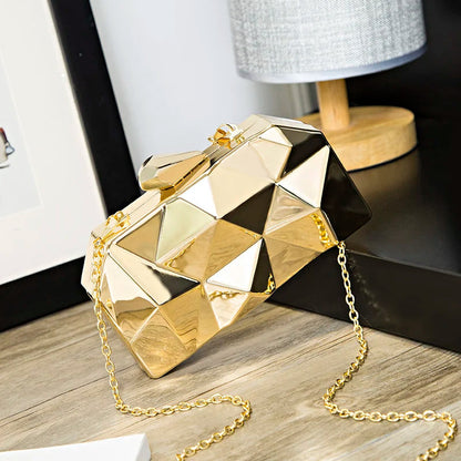 Geometric Acrylic Box Clutch - Women's Party Shoulder Bag for Weddings & Dates Handbags The