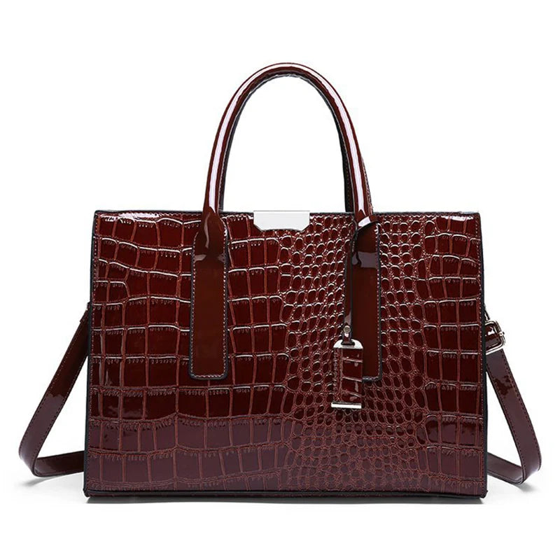 Patent Alligator Satchel - Women's Retro Crossbody Bag for Daily Wear Handbags The