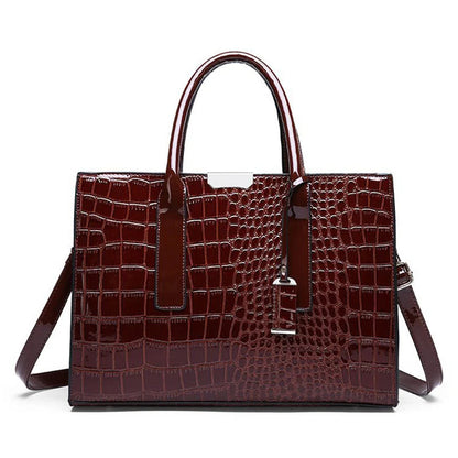 Patent Alligator Satchel - Women's Retro Crossbody Bag for Daily Wear Handbags The