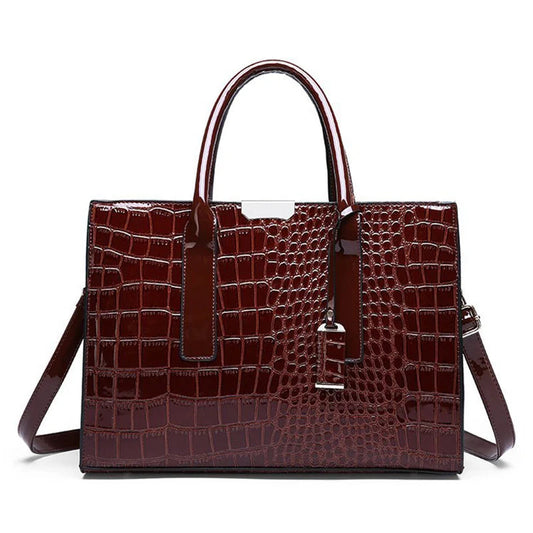 Patent Alligator Satchel - Women's Retro Crossbody Bag for Daily Wear Handbags The