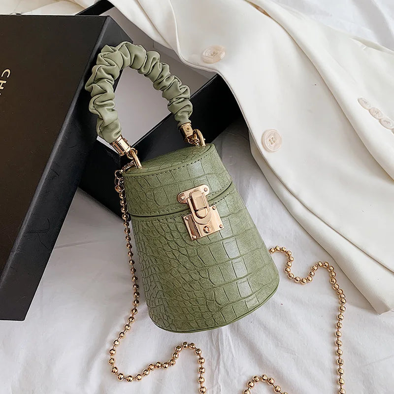 Crocodile Pattern Bucket Bag - Women's Structured Crossbody Purse for Daily Wear Handbags The