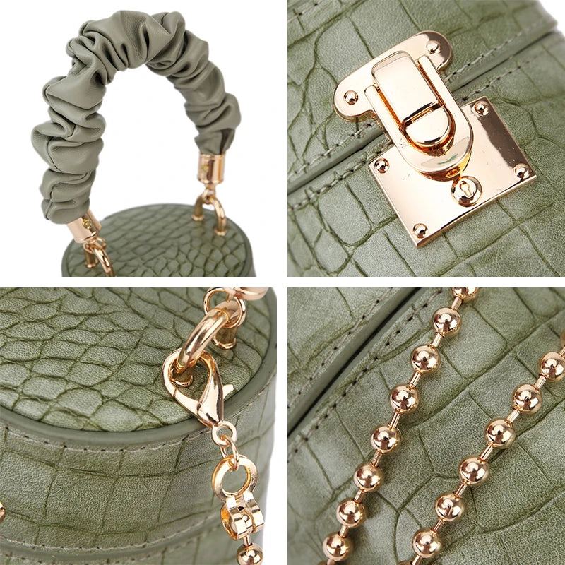 Crocodile Pattern Bucket Bag - Women's Structured Crossbody Purse for Daily Wear Handbags The